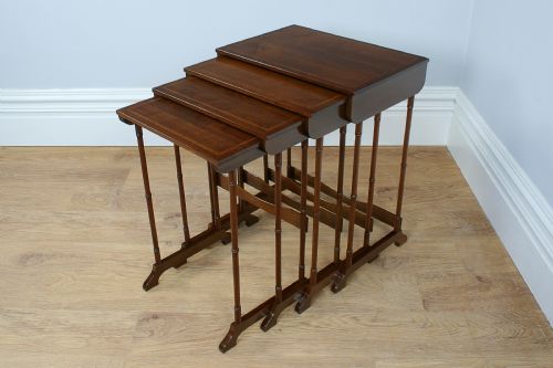 Set of Four Edwardian Mahogany Inlaid Nests of Tables (Circa 1900)