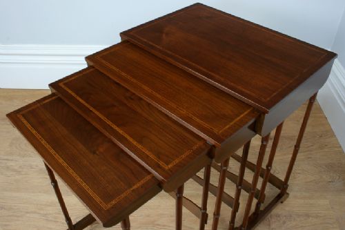 fig 1. Set of Four Edwardian Mahogany Inlaid Nests of Tables (Circa 1900)