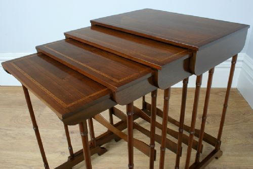 fig 3. Set of Four Edwardian Mahogany Inlaid Nests of Tables (Circa 1900)