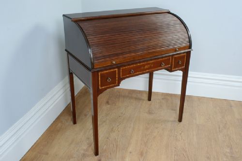 fig 2. Antique 3ft Georgian Style Mahogany Leather Cylinder Desk (Circa 1920)