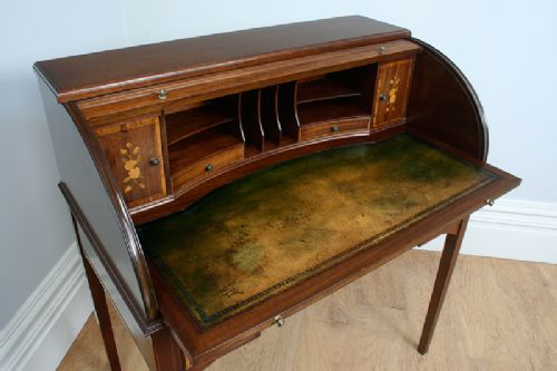fig 4. Antique 3ft Georgian Style Mahogany Leather Cylinder Desk (Circa 1920)