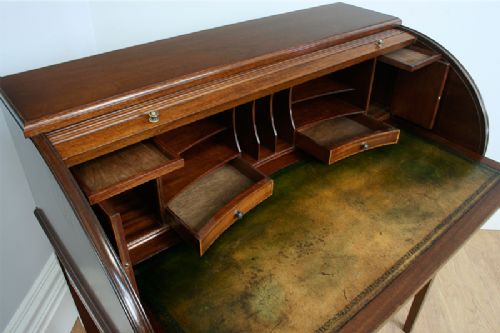 fig 5. Antique 3ft Georgian Style Mahogany Leather Cylinder Desk (Circa 1920)