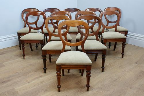 fig 1. Victorian Set of 12 Mahogany Balloon Back Dining Chairs