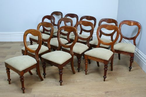 fig 2. Victorian Set of 12 Mahogany Balloon Back Dining Chairs