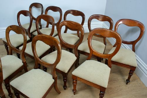 fig 3. Victorian Set of 12 Mahogany Balloon Back Dining Chairs