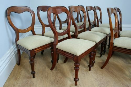 fig 6. Victorian Set of 12 Mahogany Balloon Back Dining Chairs