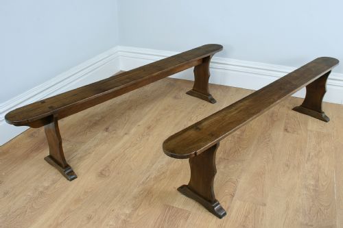Pair of 6ft 7” French Antique Provincial Cherry Wood Benches (Circa 1850)