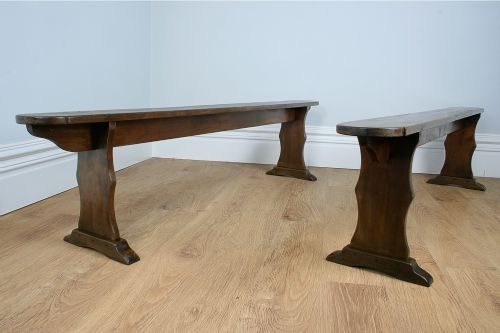 fig 1. Pair of 6ft 7” French Antique Provincial Cherry Wood Benches (Circa 1850)