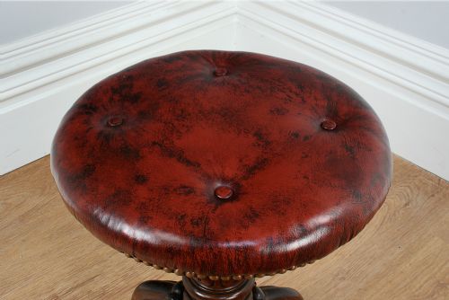 fig 2. Adjustable William IV Rosewood & Leather Circular Stool (Circa 1835)