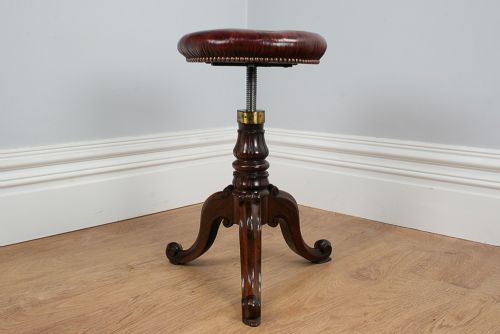 fig 4. Adjustable William IV Rosewood & Leather Circular Stool (Circa 1835)