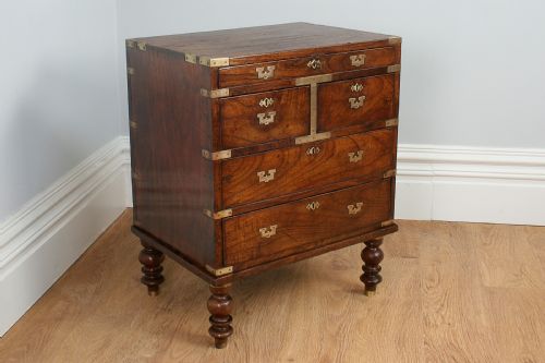 Small Rare Colonial Mahogany & Brass Military Campaign Chest of Drawers (Circa 1800)