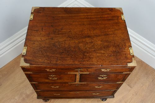 fig 2. Small Rare Colonial Mahogany & Brass Military Campaign Chest of Drawers (Circa 1800)