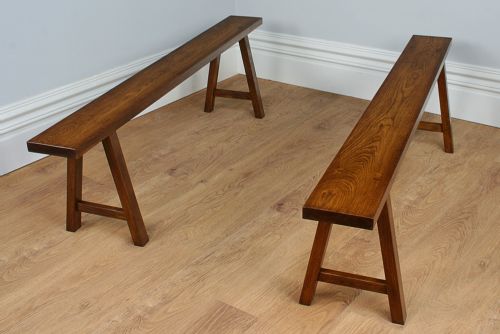 fig 1. Pair of 5ft 7” French Antique Provincial Chestnut Benches (Circa 1890)