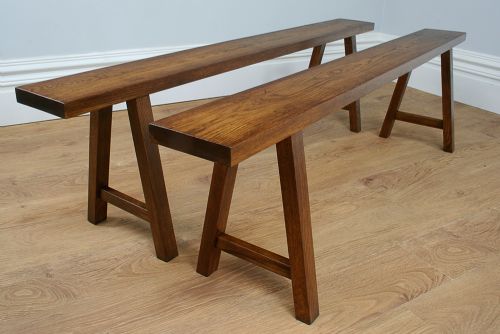 fig 3. Pair of 5ft 7” French Antique Provincial Chestnut Benches (Circa 1890)