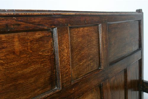 fig 3. 6ft English Charles II Oak High-Back Box Settle (Circa 1680)