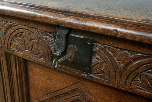 fig 6. Charles II West Country Carved Oak Coffer (Circa 1650 - 1700)