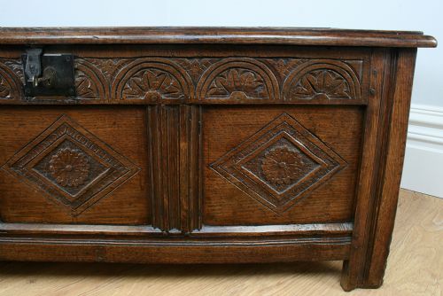 fig 7. Charles II West Country Carved Oak Coffer (Circa 1650 - 1700)