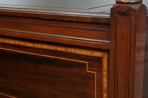 fig 4. 3ft Art Noveau Mahogany Inlaid Box Settle (Circa 1900)