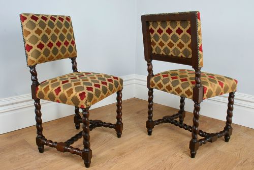 fig 5. Set of 10 Cromwellian Revival Upholstered Oak Dining Chairs (Circa 1870)