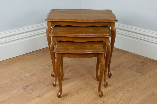 fig 1. Set of 3 Oak Nests of Tables (Circa 1920)