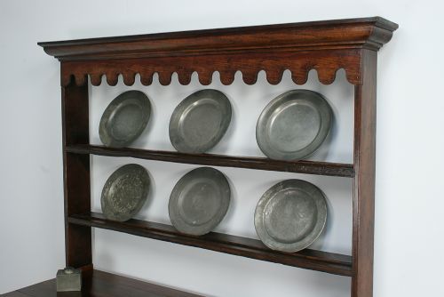 fig 1. English George III Oak Dresser Base & Rack (Circa 1820)