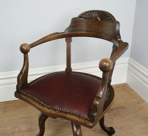 fig 2. Antique Victorian Oak Revolving Office Armchair (Circa 1870)