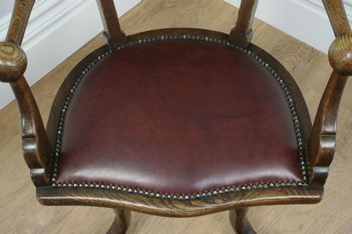 fig 4. Antique Victorian Oak Revolving Office Armchair (Circa 1870)