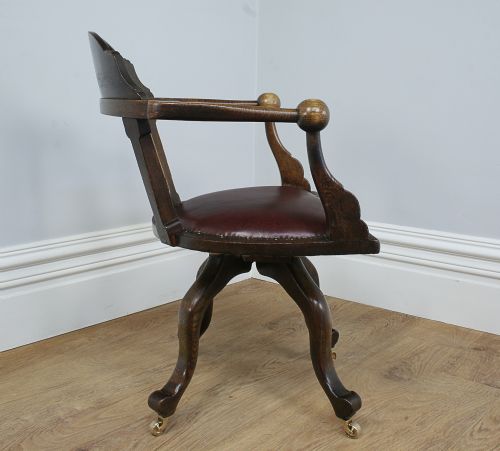 fig 5. Antique Victorian Oak Revolving Office Armchair (Circa 1870)
