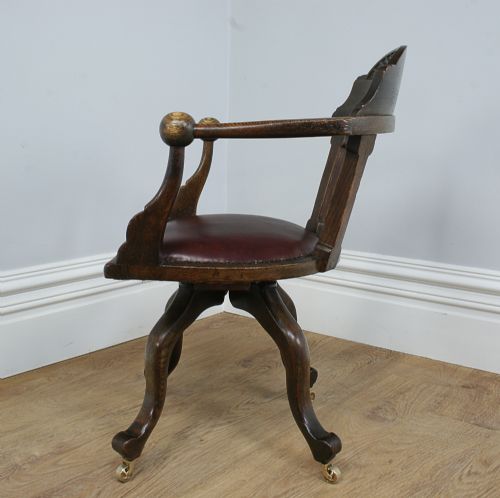 fig 6. Antique Victorian Oak Revolving Office Armchair (Circa 1870)