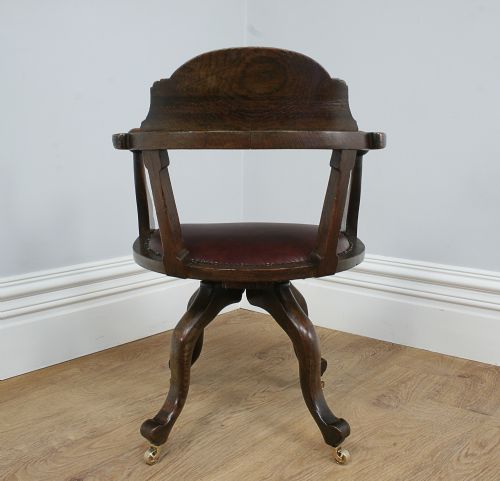 fig 7. Antique Victorian Oak Revolving Office Armchair (Circa 1870)