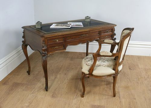 fig 1. Antique Louis XV Revival French Walnut & Leather Centre Desk (Circa 1850)