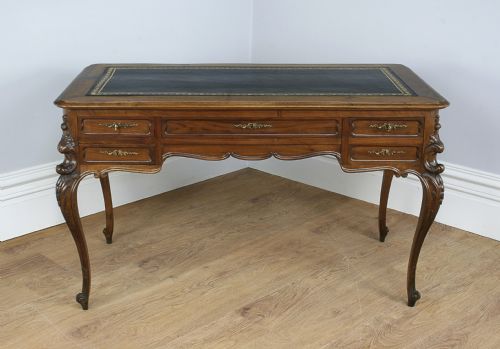 fig 2. Antique Louis XV Revival French Walnut & Leather Centre Desk (Circa 1850)