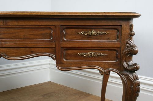 fig 6. Antique Louis XV Revival French Walnut & Leather Centre Desk (Circa 1850)