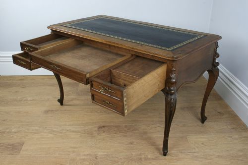 fig 9. Antique Louis XV Revival French Walnut & Leather Centre Desk (Circa 1850)