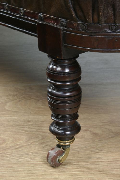 fig 8. Antique Mahogany & Leather Rail-back Chaise Longue (Circa 1880 - 1900)
