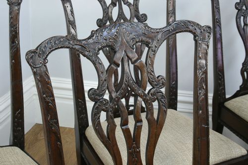 fig 2. 8 Chippendale Revival Mahogany Dining Chairs by S&H Jewell of London (Circa 1860)
