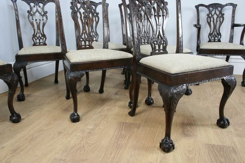 fig 4. 8 Chippendale Revival Mahogany Dining Chairs by S&H Jewell of London (Circa 1860)