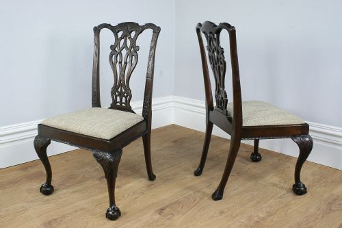 fig 5. 8 Chippendale Revival Mahogany Dining Chairs by S&H Jewell of London (Circa 1860)