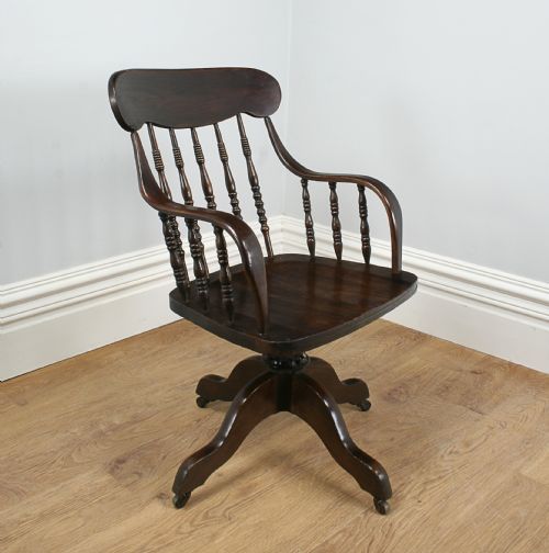 American Ash & Elm Revolving Sheriff’s Office Armchair (Circa 1890)