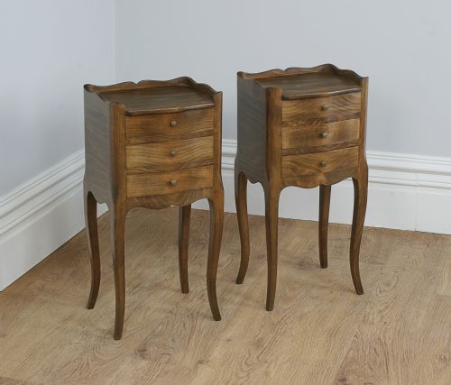 fig 2. Pair of Antique French Louis XV1 Revival Chestnut Bedside Cabinets (Circa 1920)