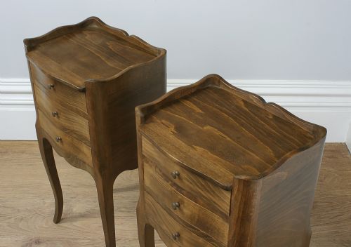 fig 3. Pair of Antique French Louis XV1 Revival Chestnut Bedside Cabinets (Circa 1920)