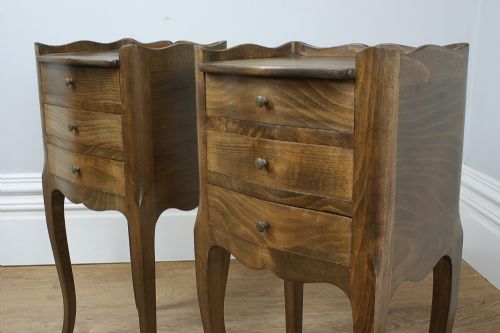 fig 5. Pair of Antique French Louis XV1 Revival Chestnut Bedside Cabinets (Circa 1920)