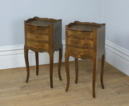 Pair of Antique French Louis Xv1 Revival Chestnut Bedside Cabinets (Circa 1920)