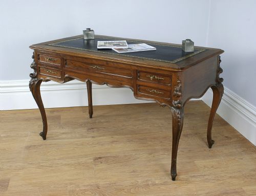Antique Louis XV Revival French Walnut & Leather Centre Desk (Circa 1850)