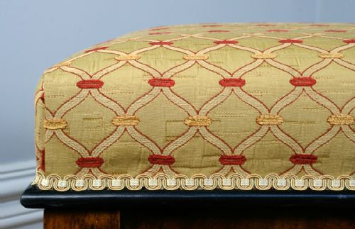 fig 5. Antique Victorian Burr Walnut & Ebony Upholstered Ottoman (Circa 1850)