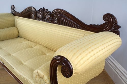 fig 2. William IV Double Scroll End Upholstered Mahogany Couch (Circa 1830)