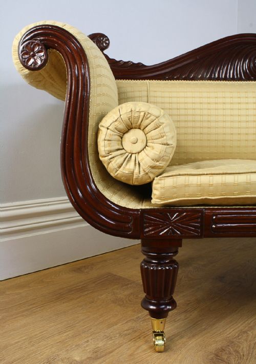fig 8. William IV Double Scroll End Upholstered Mahogany Couch (Circa 1830)