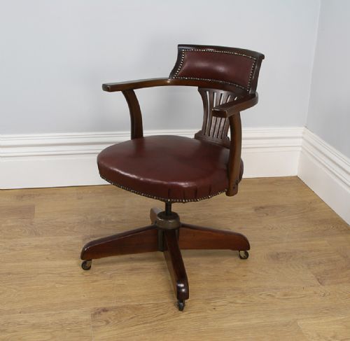 Antique Edwardian Mahogany Revolving Office Armchair (Circa 1910)