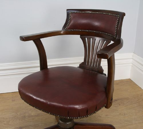 fig 1. Antique Edwardian Mahogany Revolving Office Armchair (Circa 1910)