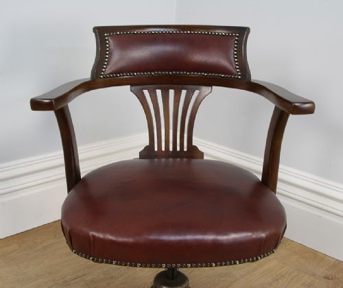 fig 2. Antique Edwardian Mahogany Revolving Office Armchair (Circa 1910)